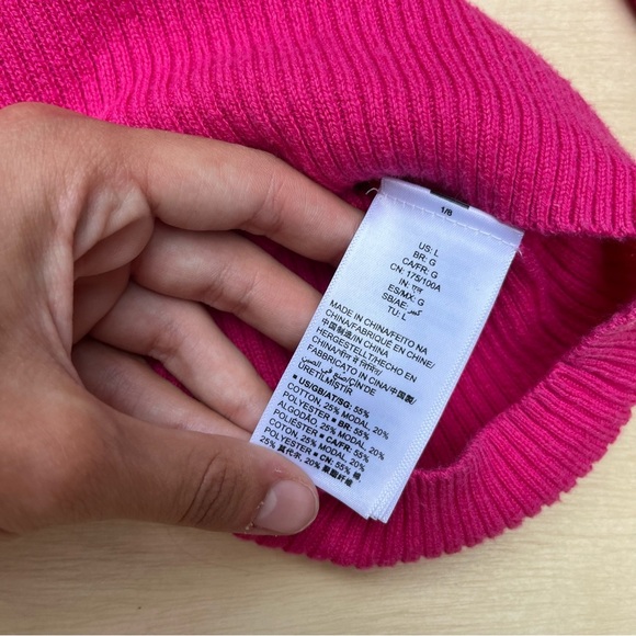 Amazon Essentials Pink Ribbed Long Sleeve Crew Sweater Women’s Size Large - Picture 5 of 8